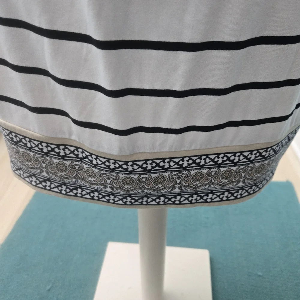 White House Black Market Bohemian Black and White Strapless Striped Dress - Picture 9 of 15